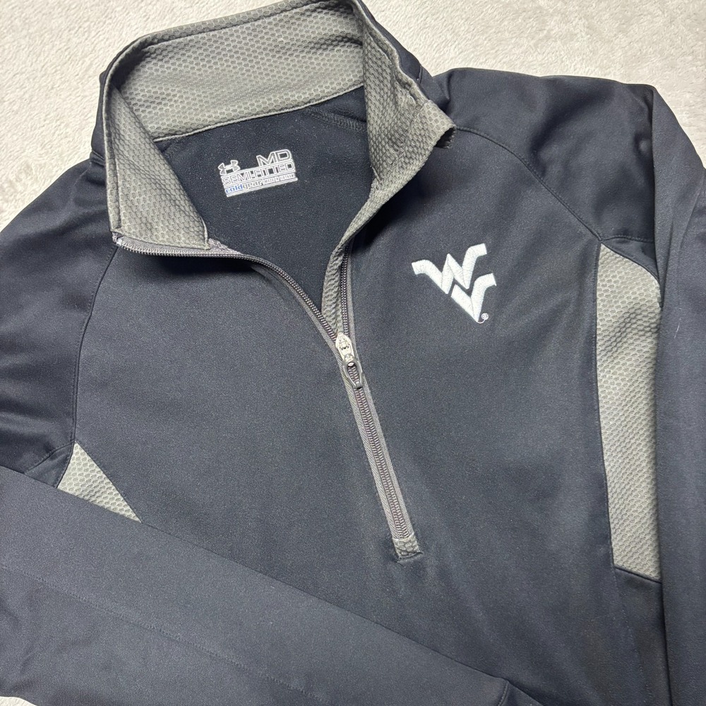West Virginia Under Armour 1/2 Zip Pullover‎ Jacket Womens M Coldgear WVU Black